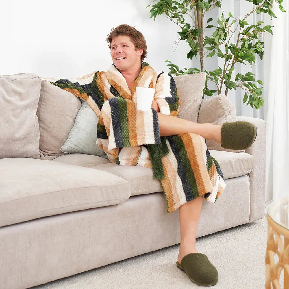 Mens Slippers - Cosy Sherpa - Black - Exquisite Homewares 