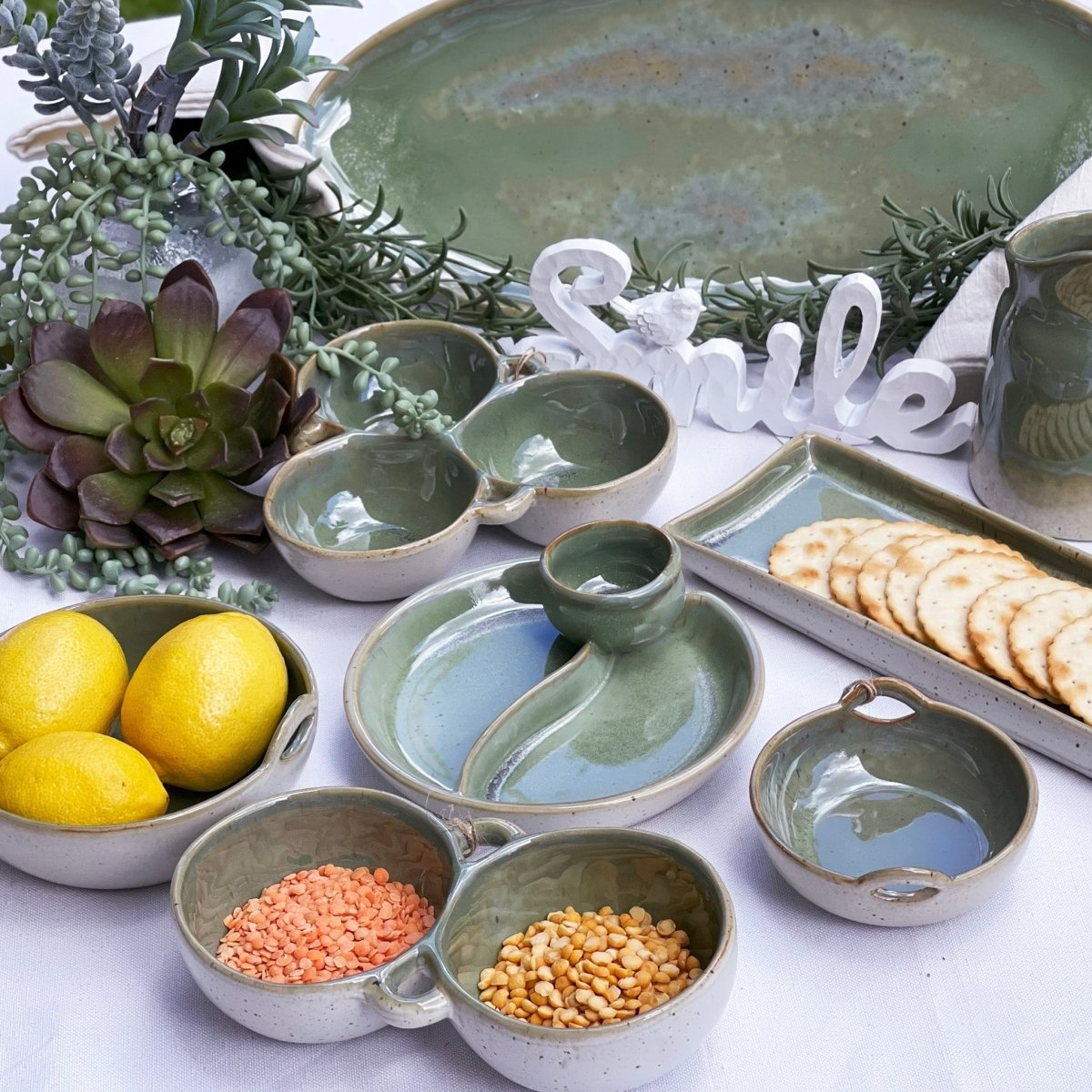 Olive Triple Snack Bowl - Exquisite Homewares