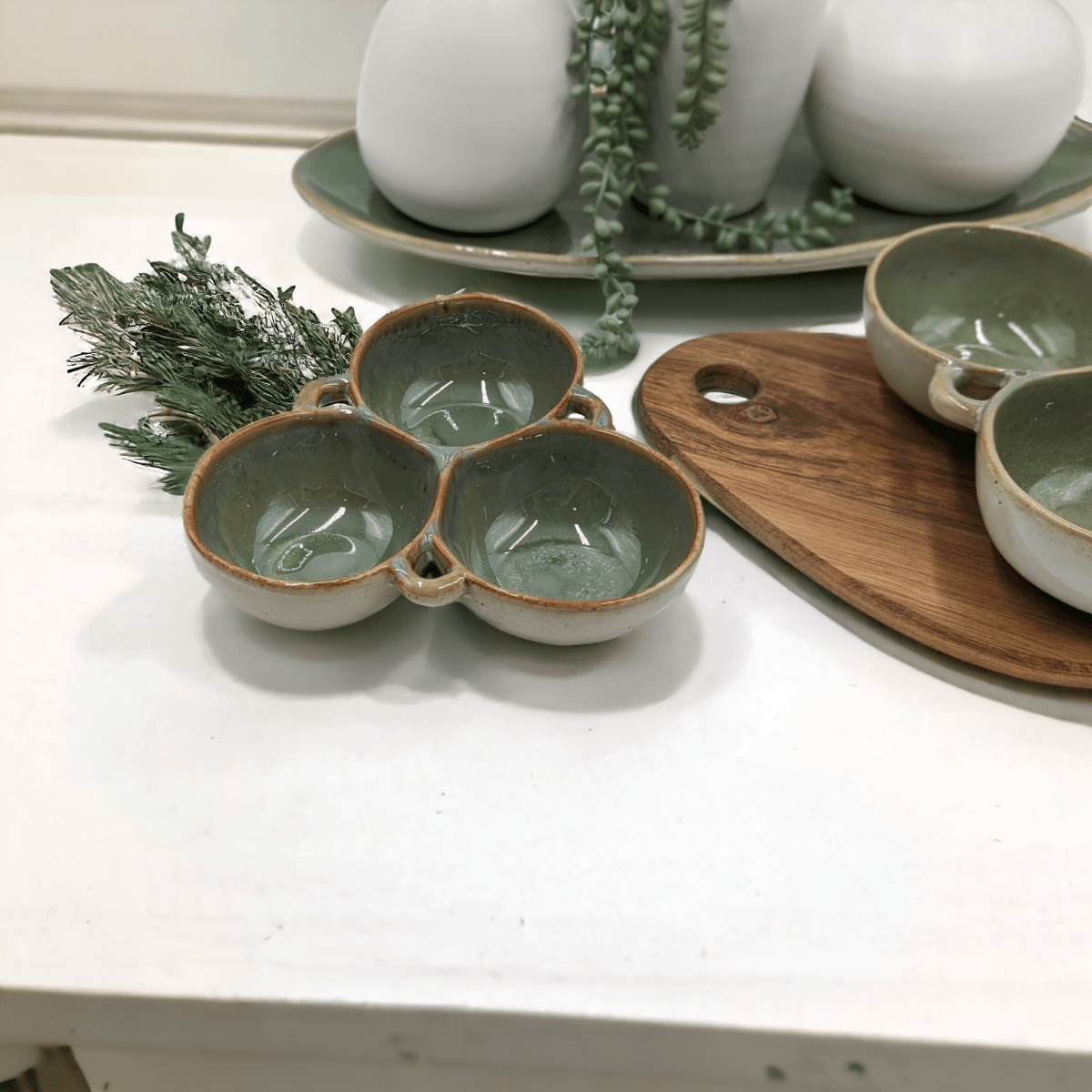 Olive Triple Snack Bowl - Exquisite Homewares