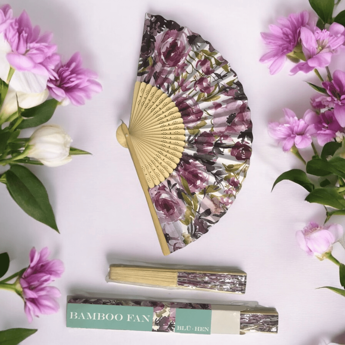 Peonie Rose Bamboo Fan - Exquisite Homewares