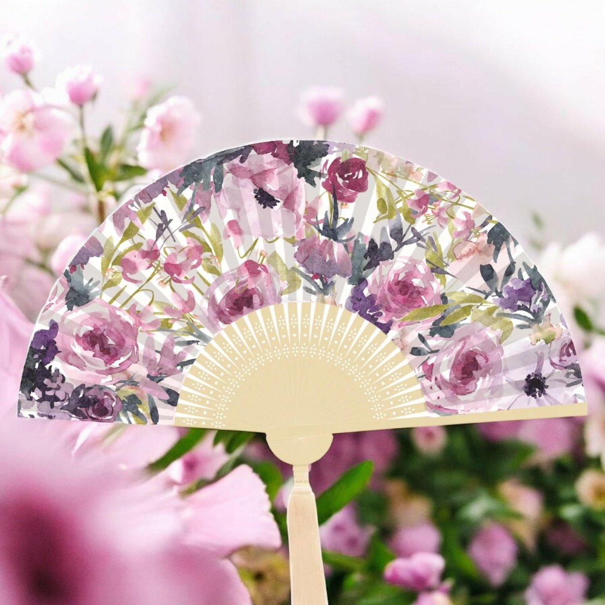 Peonie Rose Bamboo Fan - Exquisite Homewares