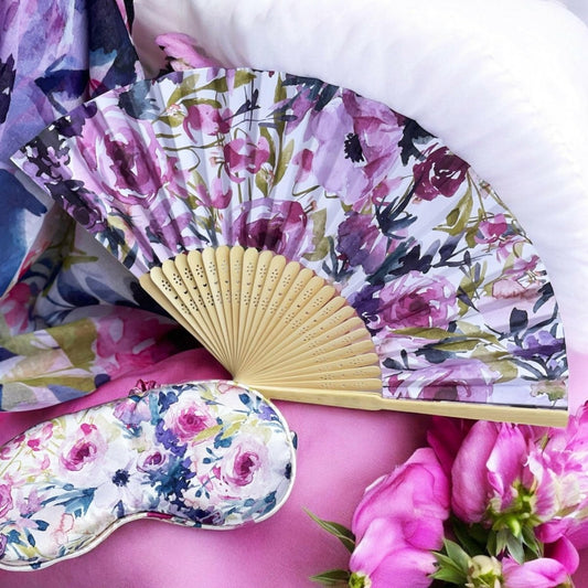 Peonie Rose Bamboo Fan - Exquisite Homewares