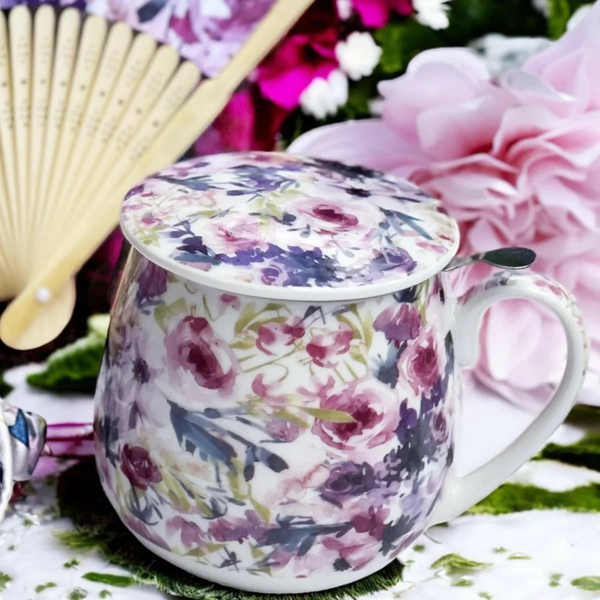Peonie Rose Tea Infuser Mug - Exquisite Homewares 