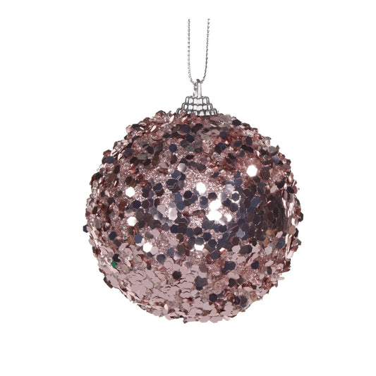 Pink Glitter Flake Bauble - Exquisite Homewares