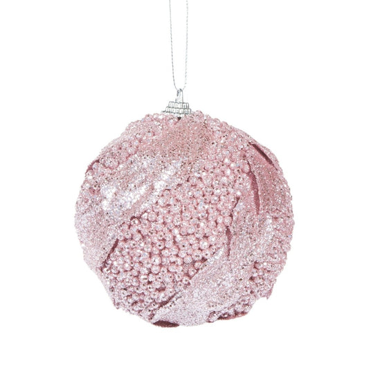 Pink Glitter Leaf Bauble - Exquisite Homewares