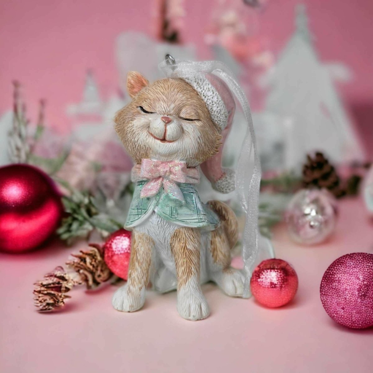 Pink or Green Hanging Cat Tree Decoration - Exquisite Homewares