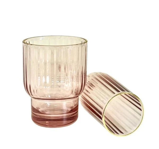 Pink Ribbed Acrylic with Gold Rim - Exquisite Homewares