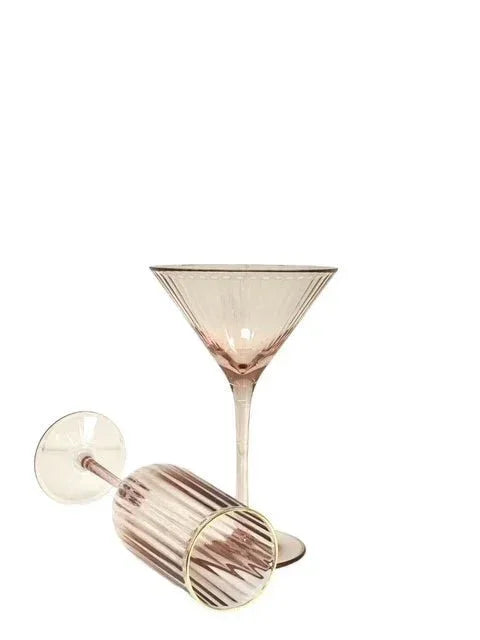 Pink Ribbed Acrylic with Gold Rim - Exquisite Homewares 