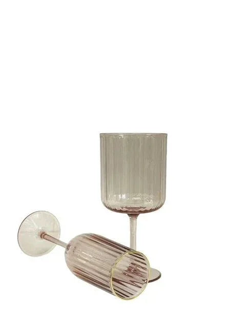 Pink Ribbed Acrylic with Gold Rim - Exquisite Homewares 