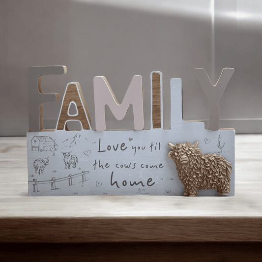 Plaque with Highland Cow Family Design - Exquisite Homewares
