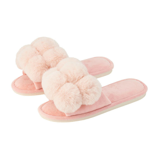 Pom Pom Slippers – Cosy Luxe – Pink Petal - Exquisite Homewares