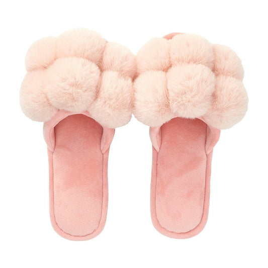 Pom Pom Slippers – Cosy Luxe – Pink Petal - Exquisite Homewares