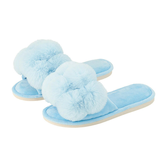 Pom Pom Slippers – Cosy Luxe – Sky Blue - Exquisite Homewares