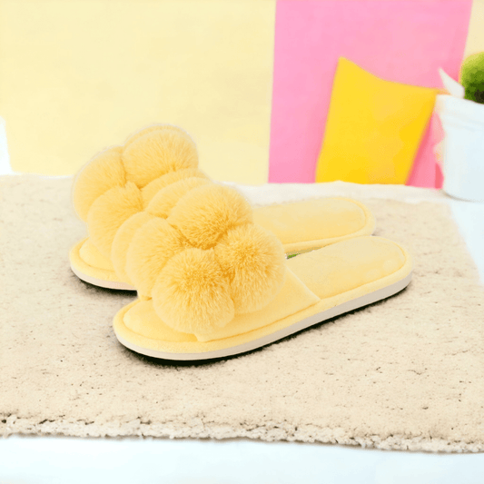 Pom Pom Slippers – Cosy Luxe – Sunshine - Exquisite Homewares