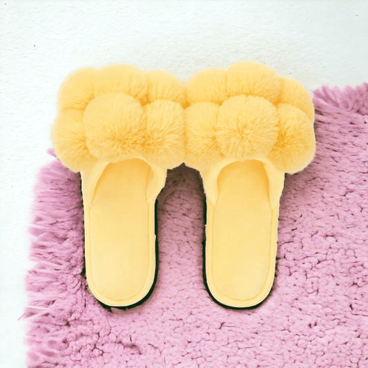 Pom Pom Slippers – Cosy Luxe – Sunshine - Exquisite Homewares