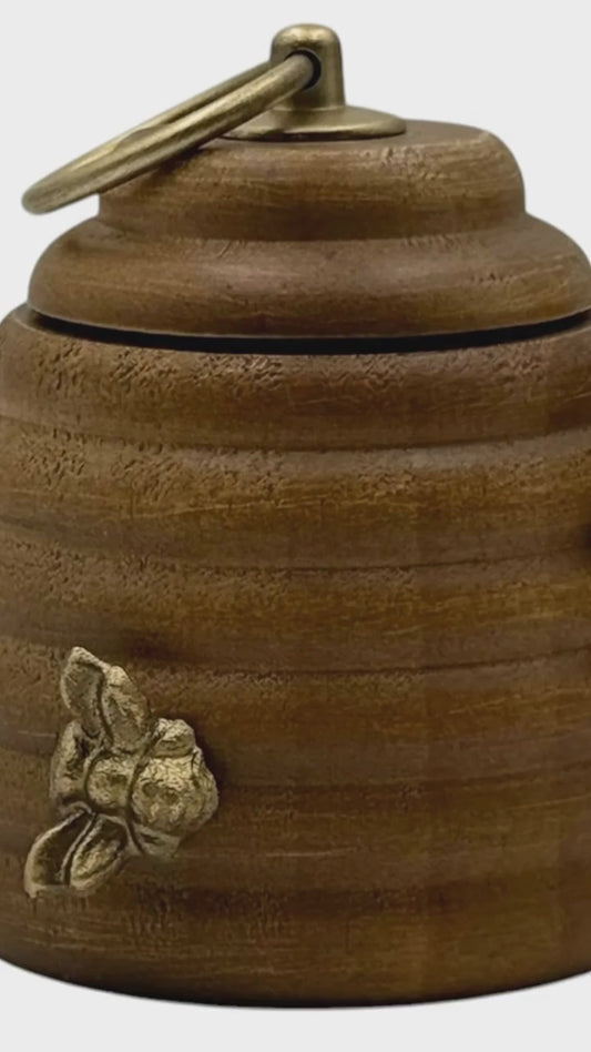 Large Timber Beehive Honey Pot