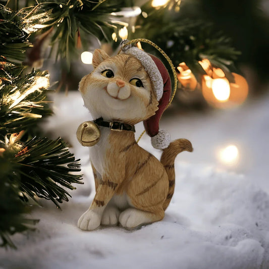 Red or Green Hanging Cat Tree Decoration - Exquisite Homewares 
