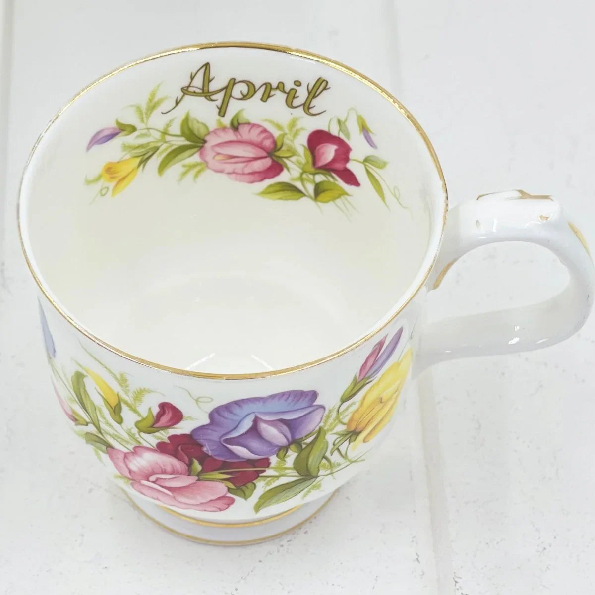 Royal Albert Flower of the Month April Mug - Montrose Shape Sweet Pea - Exquisite Homewares 