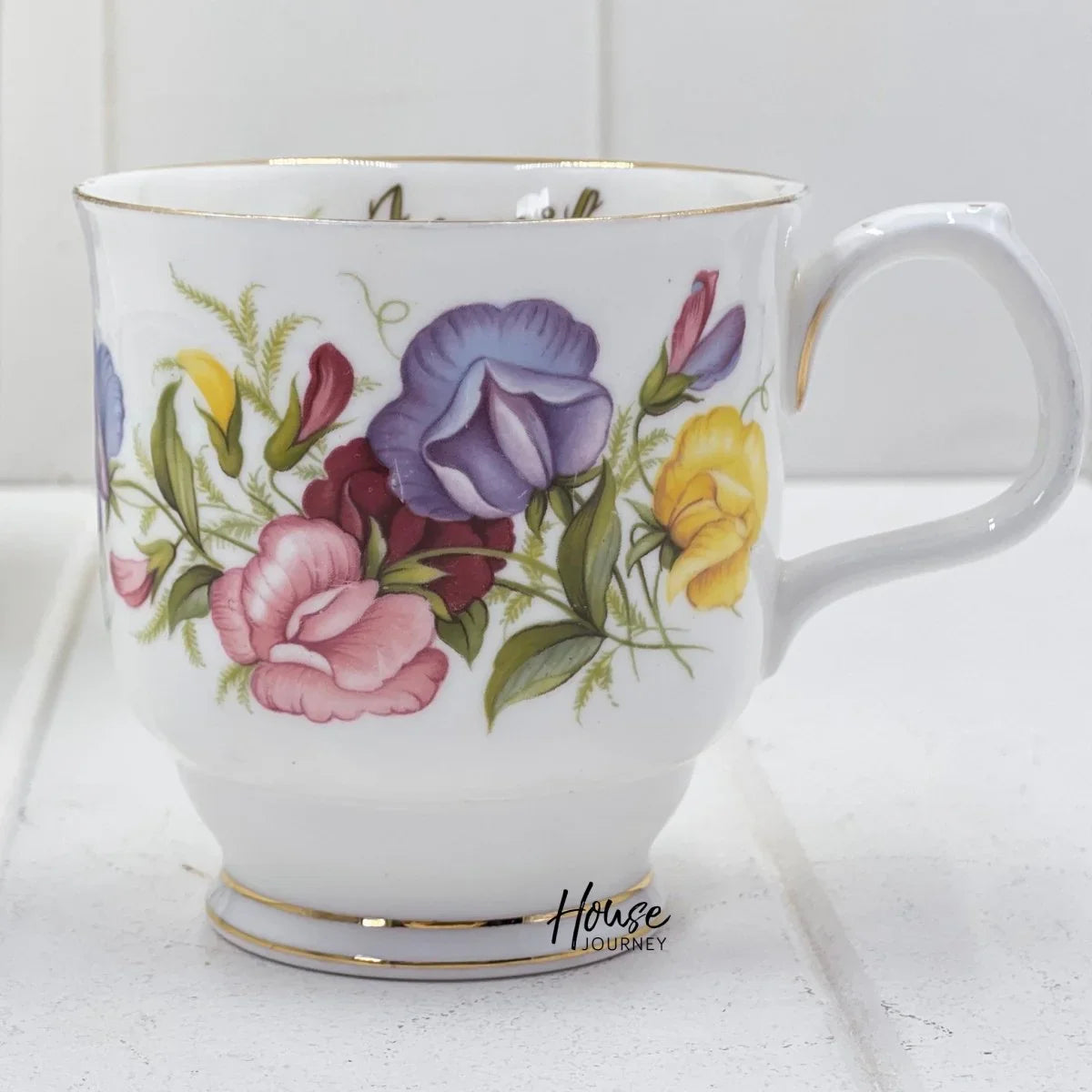 Royal Albert Flower of the Month April Mug - Montrose Shape Sweet Pea - Exquisite Homewares 