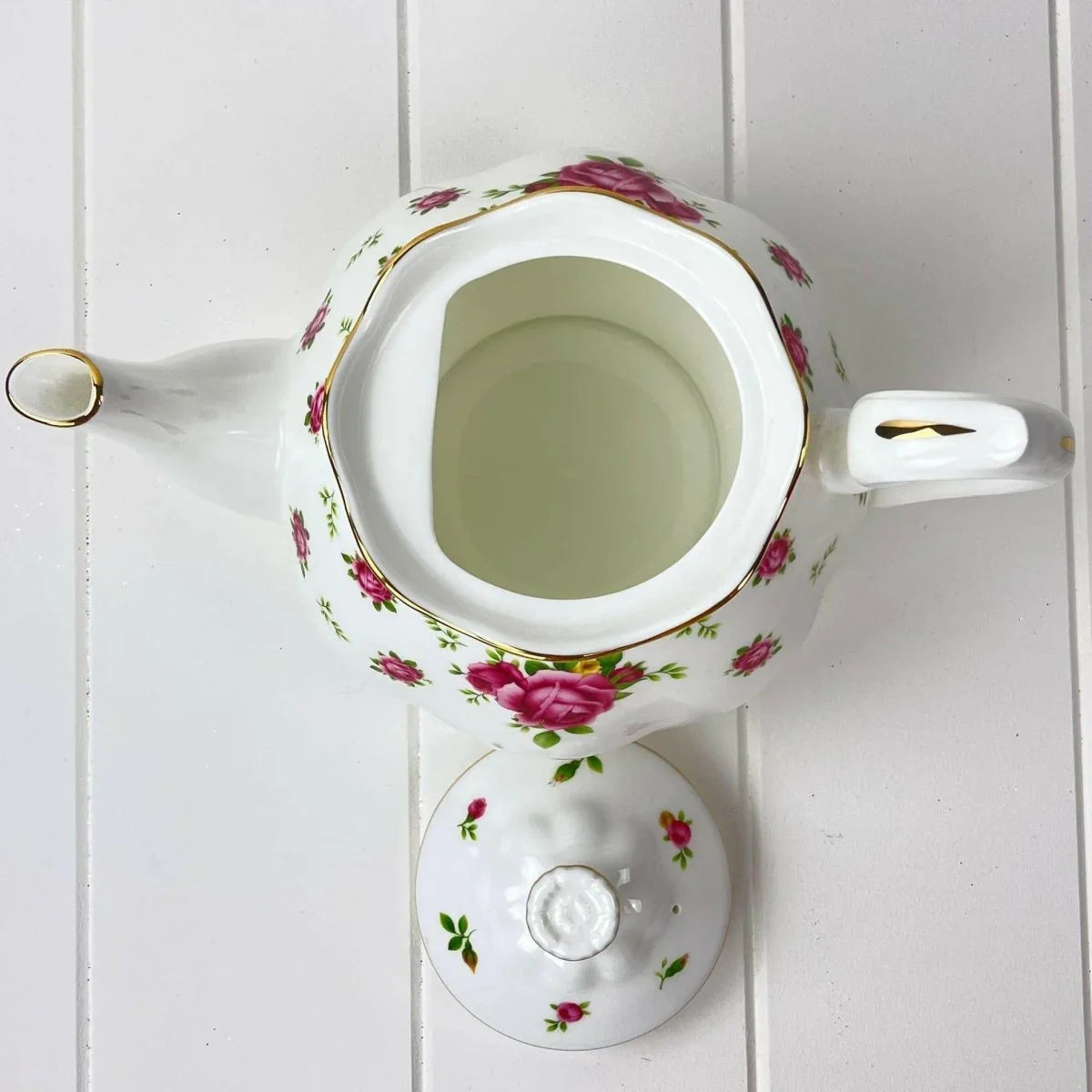 Royal Albert New Country Roses Large White Teapot - Exquisite Homewares 