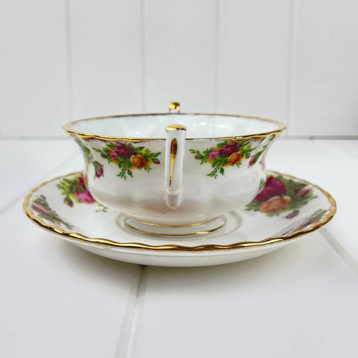 Royal Albert Old Country Roses Soup Coupe and Underplate - Exquisite Homewares 