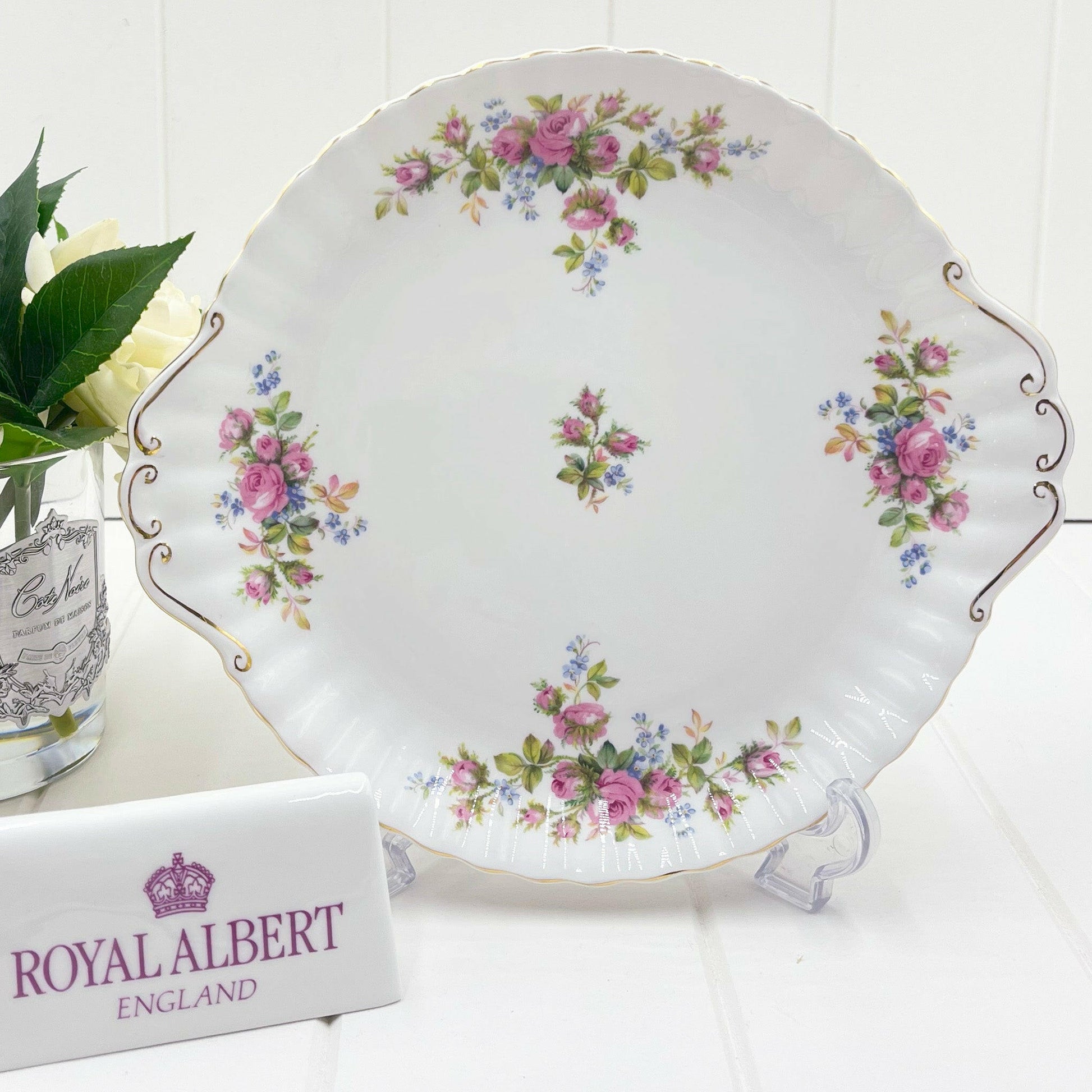 Royal Albert Vintage Moss Rose Medium Tabbed Cake Plate - Exquisite Homewares
