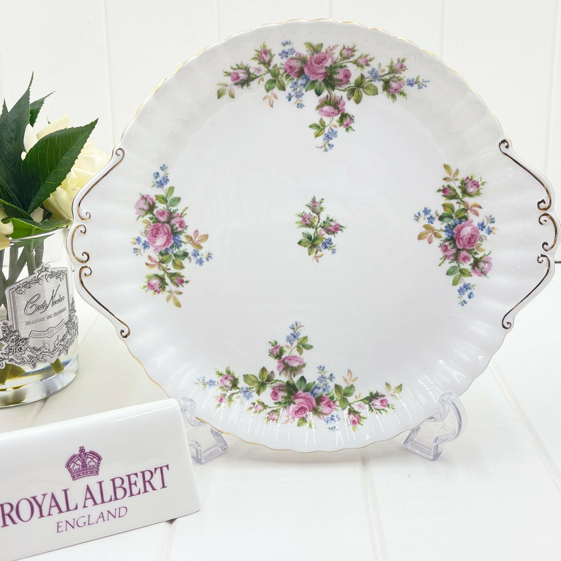 Royal Albert Vintage Moss Rose Tabbed Cake Plate - Exquisite Homewares