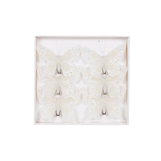 Set/6 Mini White Butterfly Clips - Exquisite Homewares