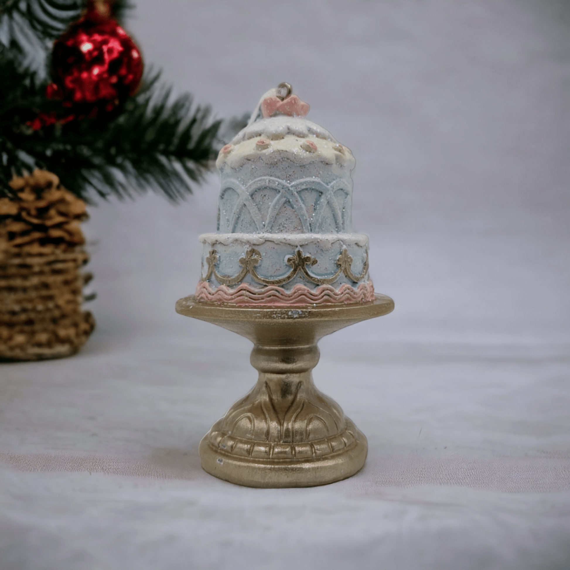 Two Tier Cake on Gold Stand - Exquisite Homewares