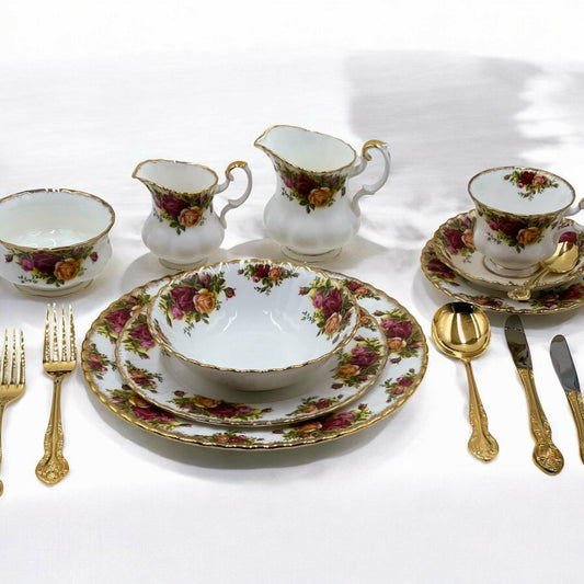 Vintage Rodd 24carat Gold Plated "Golden Glory" 6 person Cutlery Set with Serving Accessories - Exquisite Homewares
