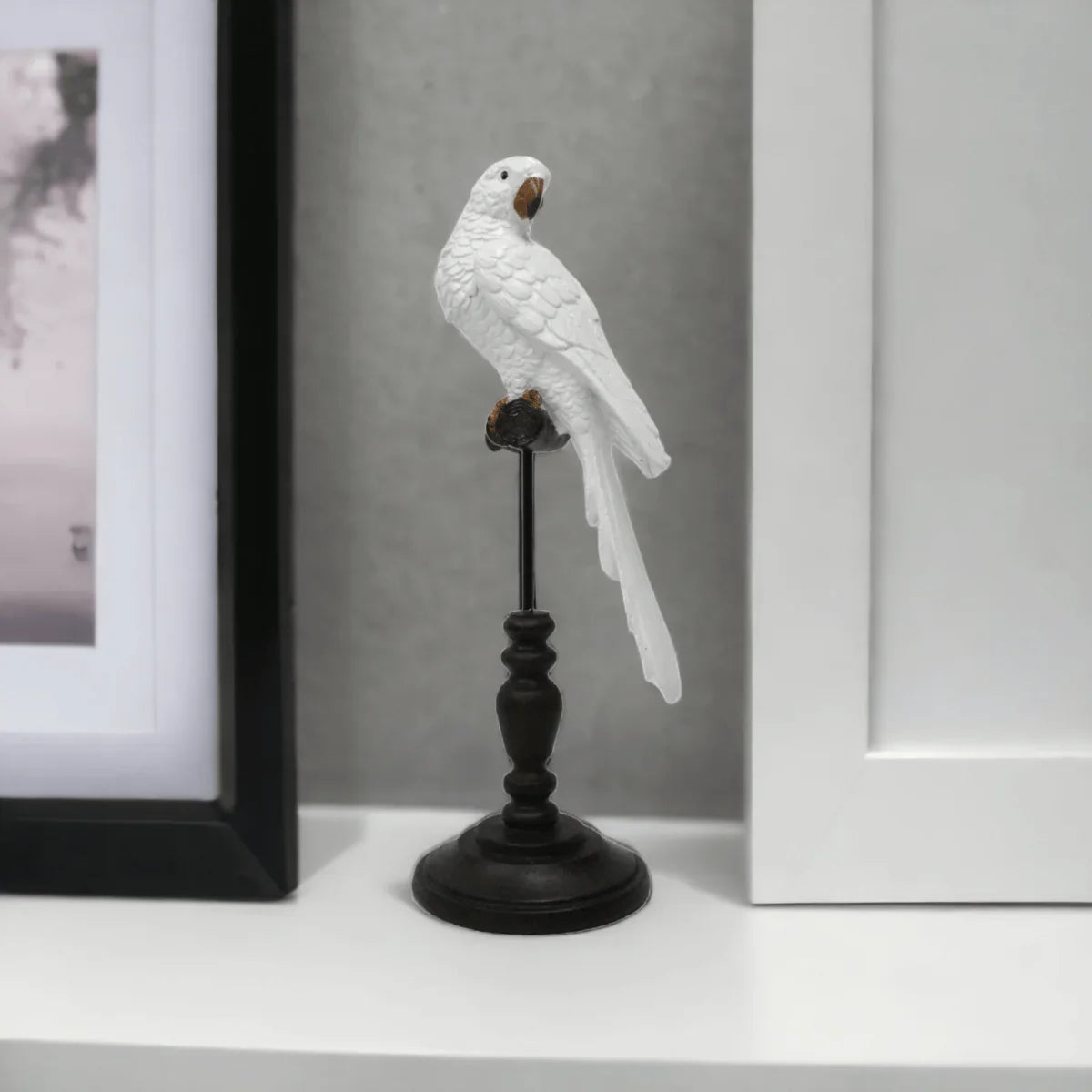 White Parrot on Stand - Exquisite Homewares 
