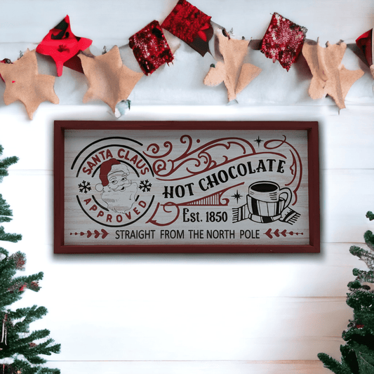 Wooden Santa Hot Chocolate Sign - Exquisite Homewares