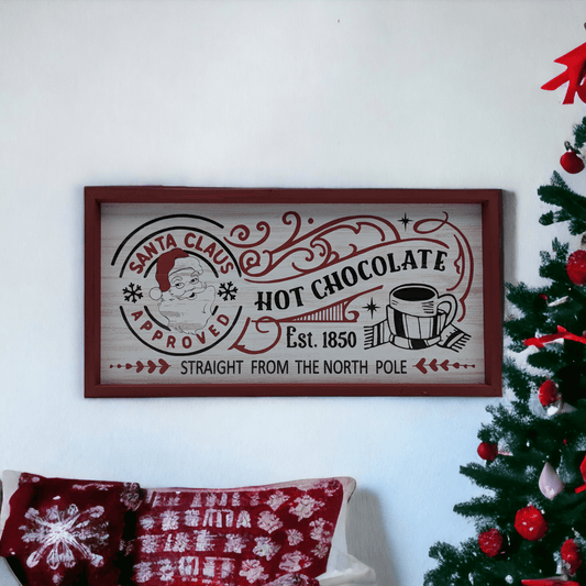 Wooden Santa Hot Chocolate Sign - Exquisite Homewares