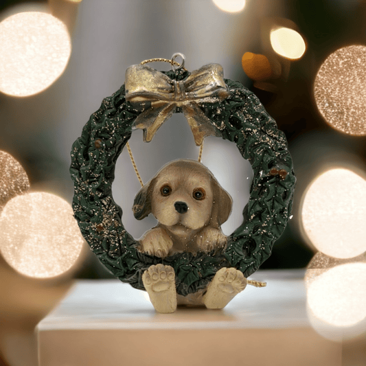 Wreaths with Dogs Hanging Christmas Ornaments - Exquisite Homewares