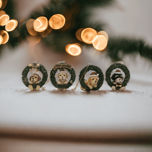 Wreaths with Dogs Hanging Christmas Ornaments - Exquisite Homewares