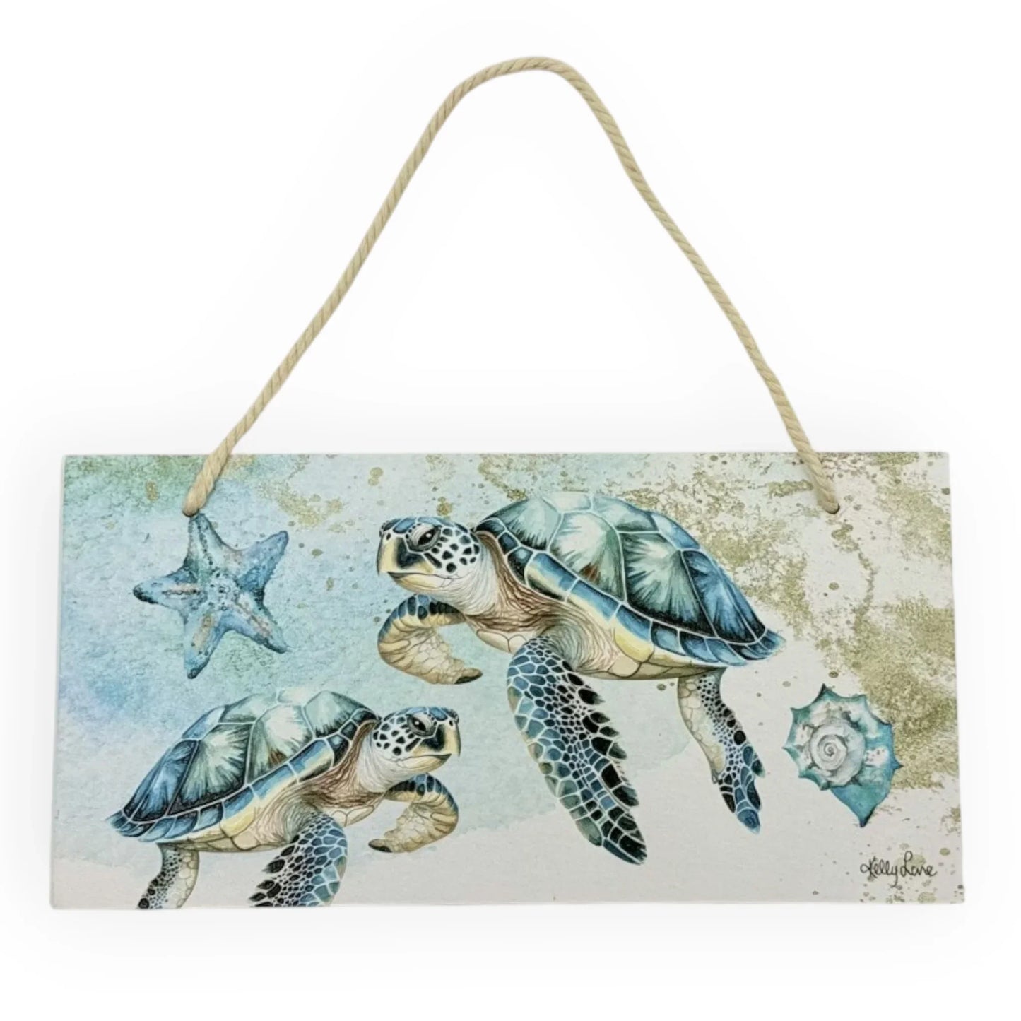 Aqua Turtle Hanging Plaque - 30cm