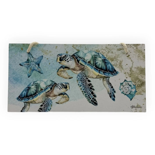 Aqua Turtle Hanging Plaque - 30cm