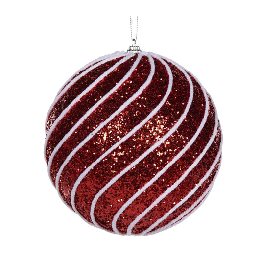 XL Red And White Swirl Bauble - Exquisite Homewares